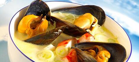 Prøv denne supre skalldyrsuppen