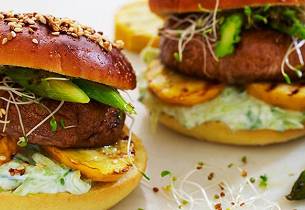 Sliders med grillet portobellosopp og squash