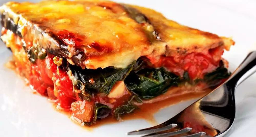 Lasagne med aubergine og spinat