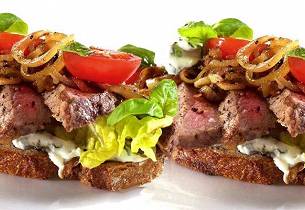 Italiensk biffsmørbrød med urtekrem