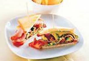 Pannestekt sandwich med skinke og avokado