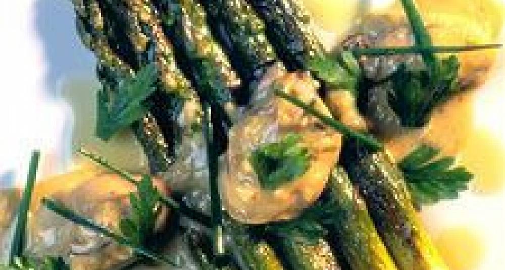 Østers i smørsaus med asparges