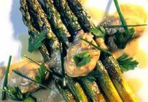 Østers i smørsaus med asparges