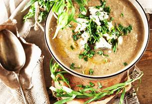 Skogsoppsuppe med tre typer lammefilet og pecorino