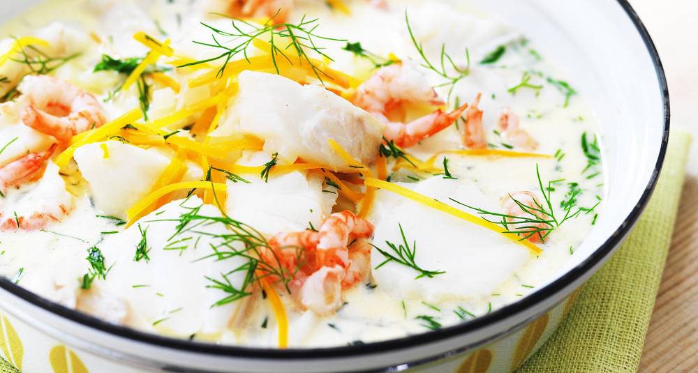 Fiskesuppe med torsk og reker