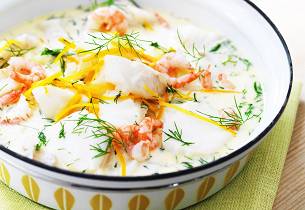 Fiskesuppe med torsk og reker