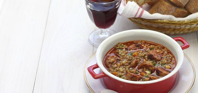 Spansk linsesuppe med chorizo