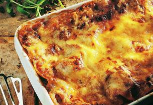 Lasagne med bolognese og ostesaus