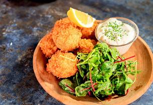 Kroketter med parmaskinke og cheddar 