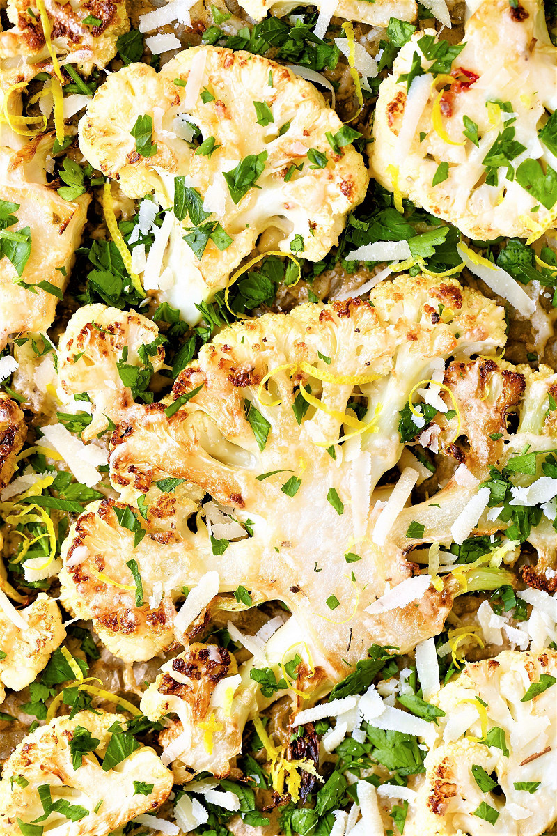 Stekt blomkål med persille, hvitløk, sitronskall og parmesan