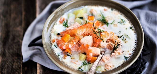 Fiskegryte med sjampinjong
