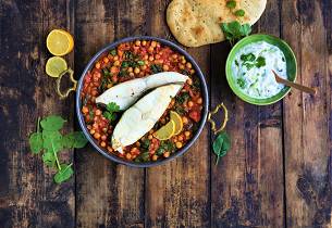 Aichas indiske chana masala med kveite