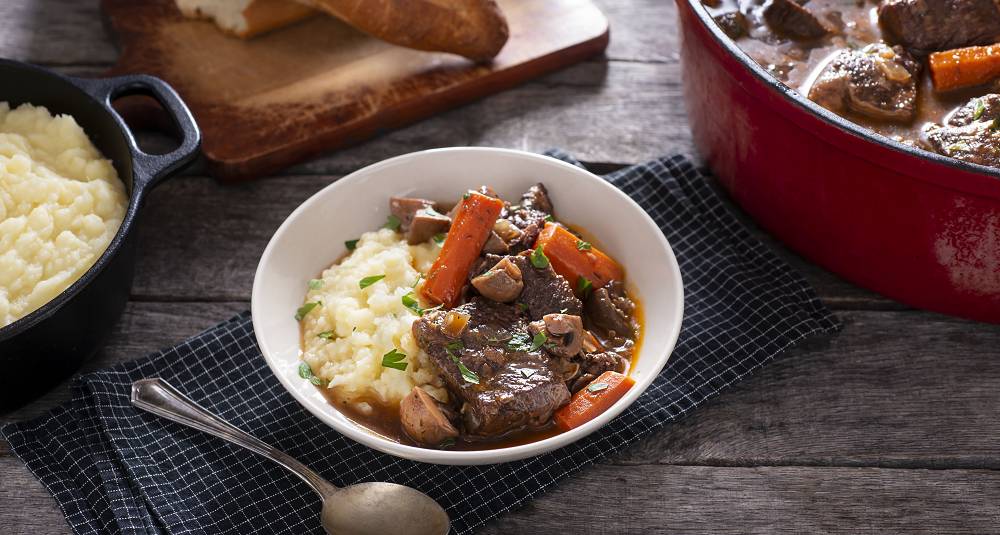 Boeuf Bourguignon med jordskokkpuré