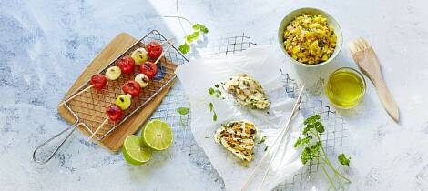 Skap litt sommerstemning med grillet og marinert breiflabb og squash-salsa