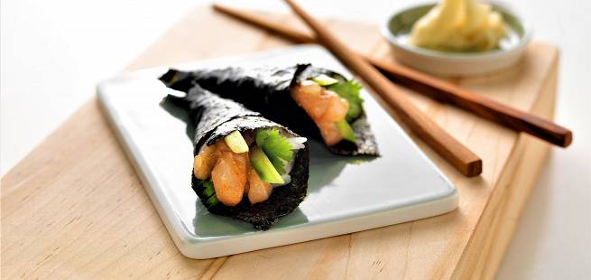 Temaki sushi med sei