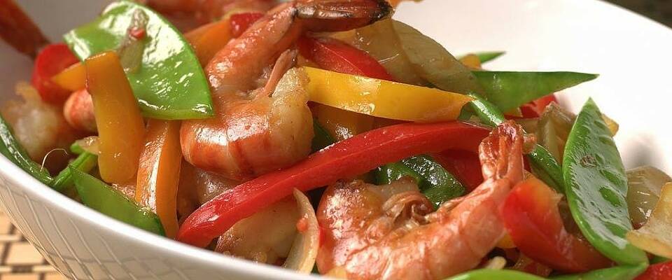 Scampiwok med chili