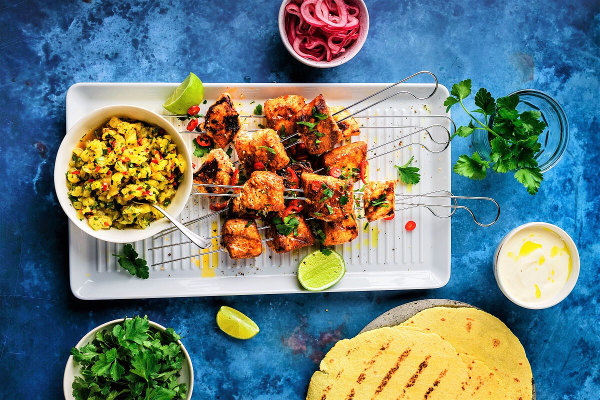 Karibisk fisketaco på grillen