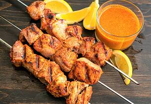 Maurisk svinekebab - Pinchos morunos som i Spania