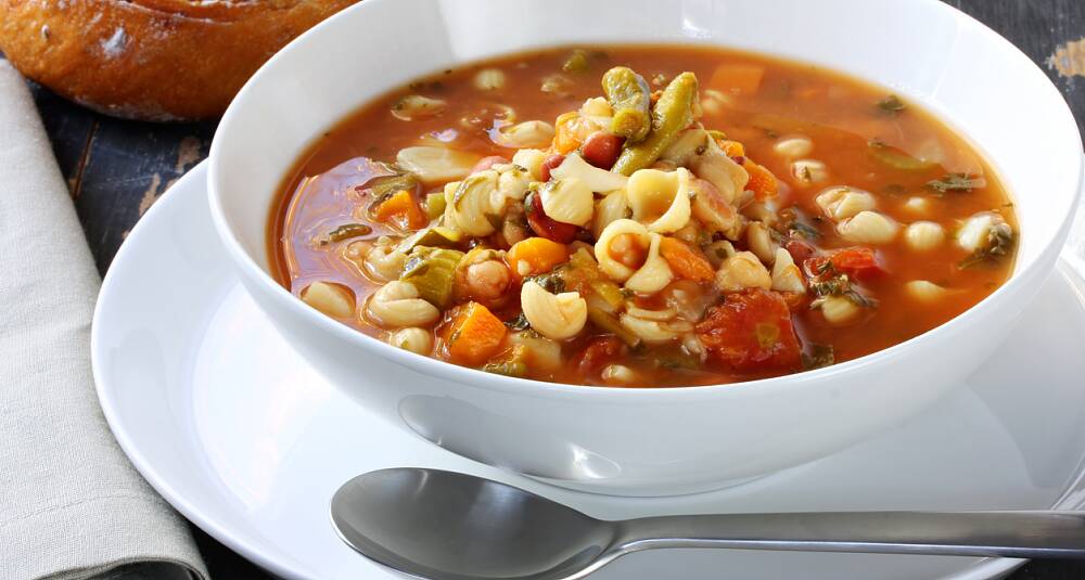 Suppe med bønner og pasta (Zuppa di Fagioli con la Pasta) (Italia)