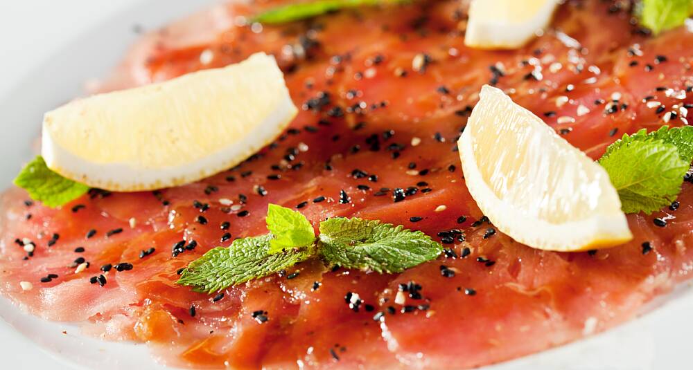 Carpaccio er perfekt sommermat, spesielt med denne vrien