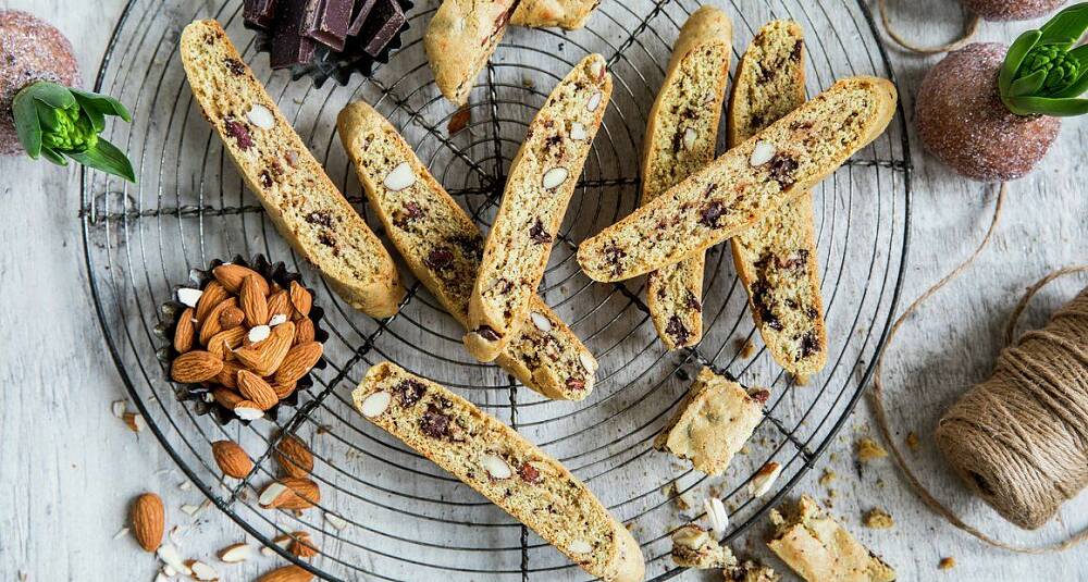 Biscotti med mandler og sjokolade