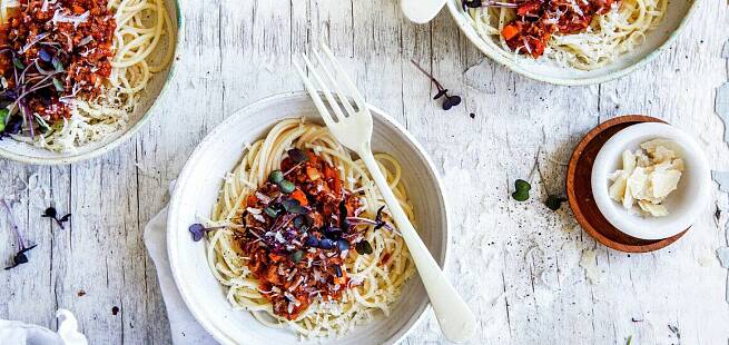 Spagetti bolognese - spagetti med kjøttsaus.