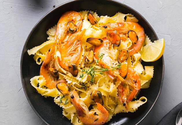 Når pastaen er så dekorativ som her, trengs ikke så mye tilbehør