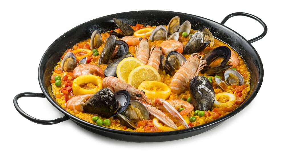 Paella med sjømat i wok