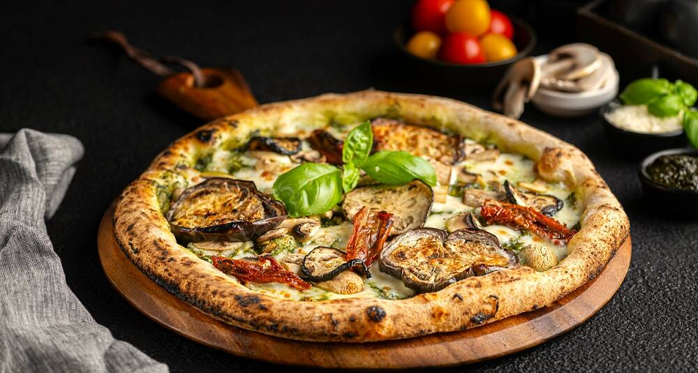 Pizza fire årstider quattro stagioni - vegetarversjonen