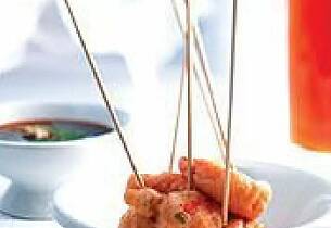 Tempura på bayermarinert scampi med hvitløk og ingefær