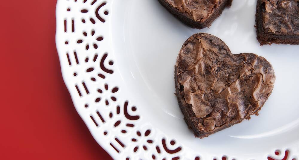 Bak hjertebrownies tll Valentines