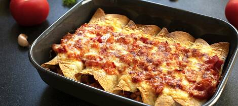 Vart opp med enchilada med kylling - bruk gjerne rester