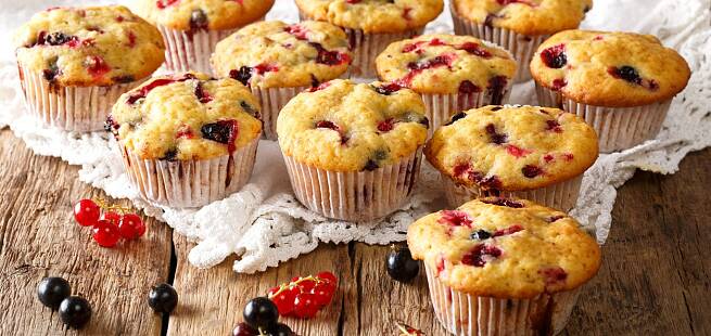 Muffins med solbær og rips