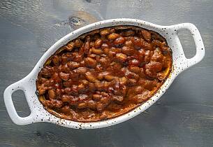 Bakte bønner med bacon